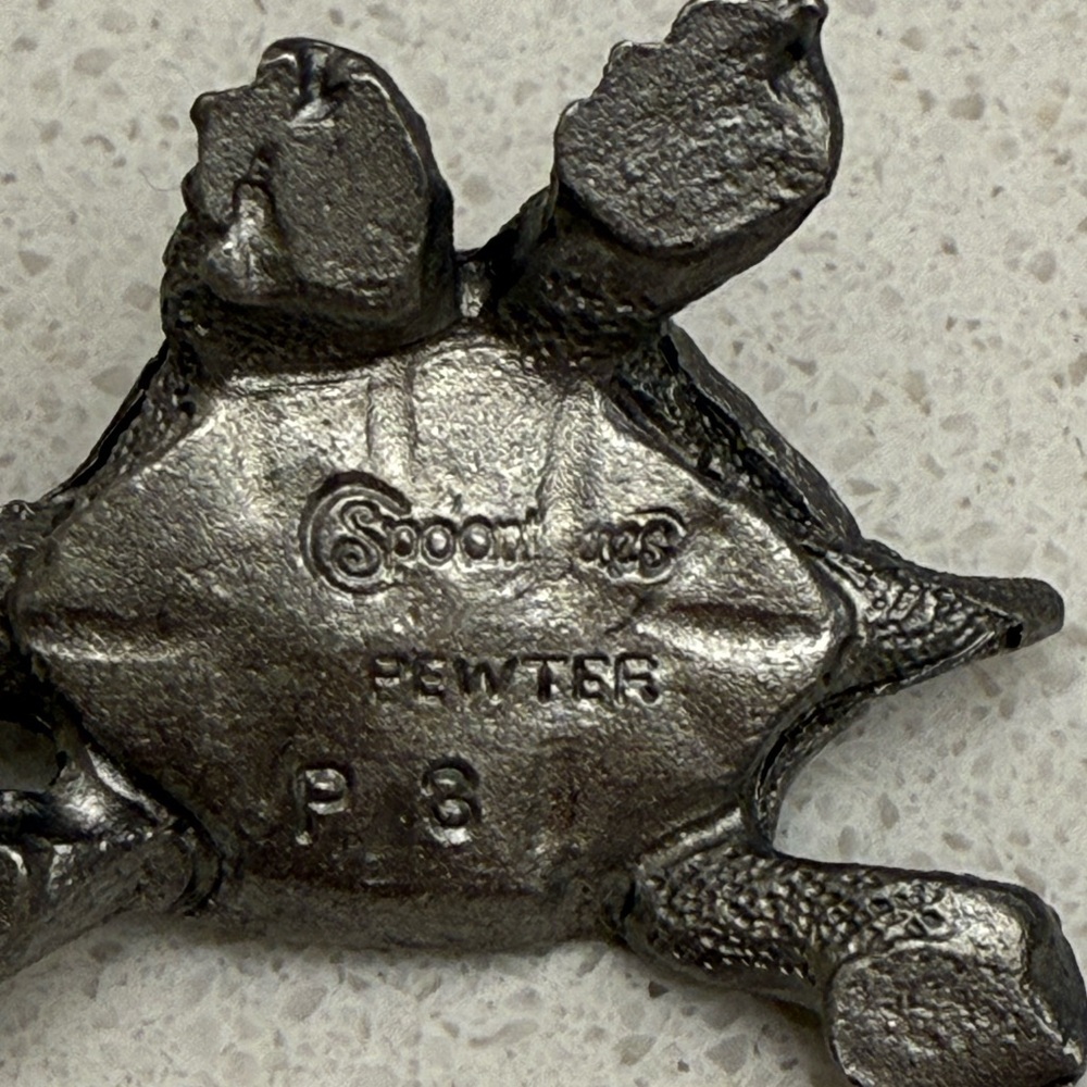 Vintage Spoontiques Tiny Pewter Turtle Figurine Miniature - Picture 8 of 9